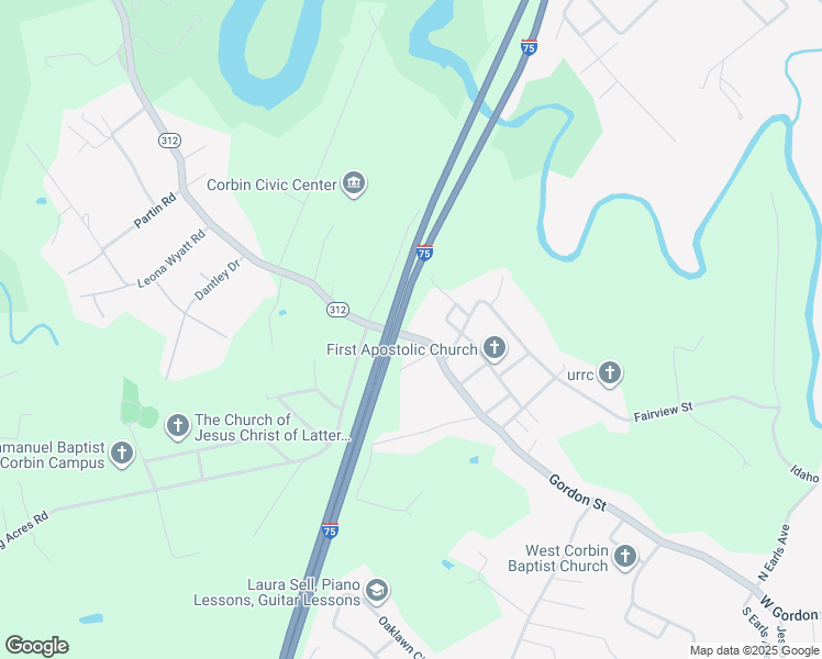 map of restaurants, bars, coffee shops, grocery stores, and more near 1748 Gordon Hill Pike in Corbin