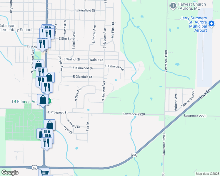 map of restaurants, bars, coffee shops, grocery stores, and more near 1700 South Hudson Avenue in Aurora