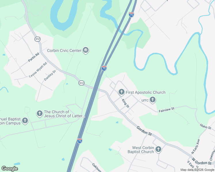 map of restaurants, bars, coffee shops, grocery stores, and more near 1748 Gordon Hill Pike in Corbin