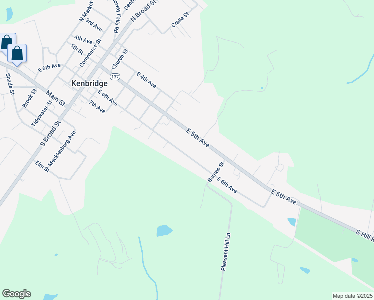 map of restaurants, bars, coffee shops, grocery stores, and more near 537 East 6th Avenue in Kenbridge