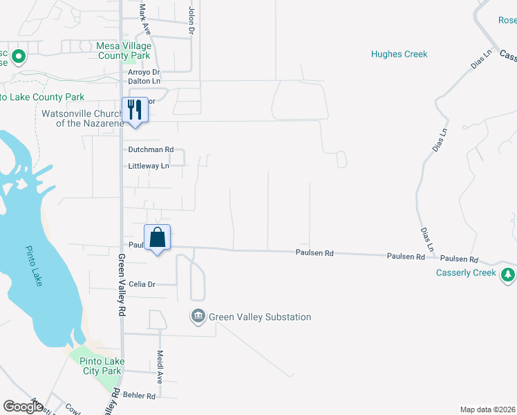 map of restaurants, bars, coffee shops, grocery stores, and more near 141 Paulsen Road in Watsonville