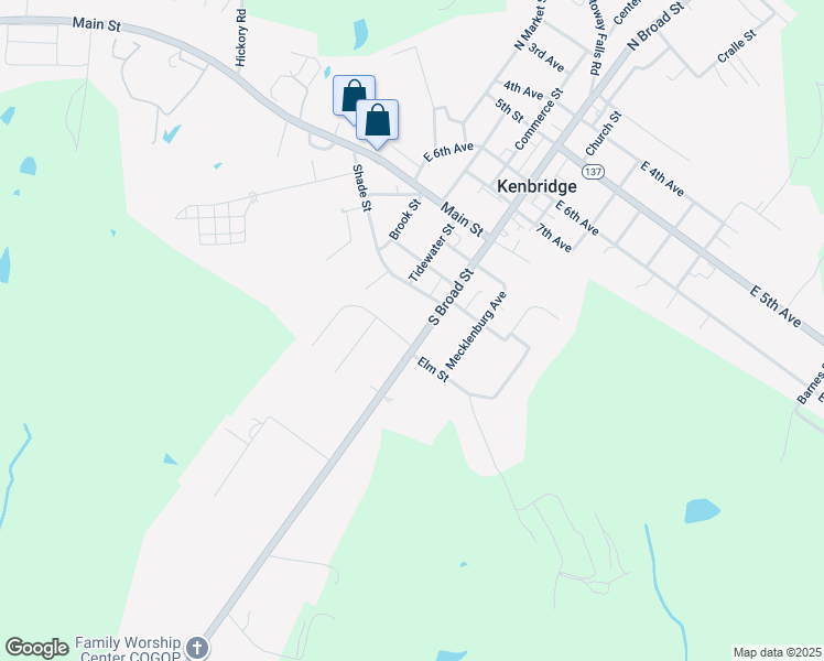 map of restaurants, bars, coffee shops, grocery stores, and more near 618 South Broad Street in Kenbridge