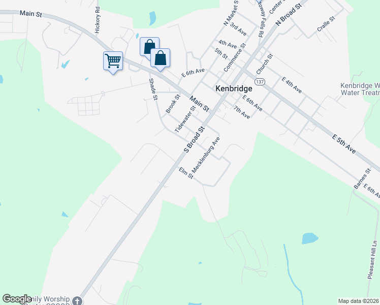 map of restaurants, bars, coffee shops, grocery stores, and more near 441-517 Shade St in Kenbridge
