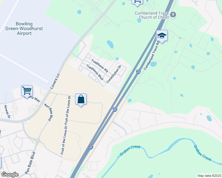 map of restaurants, bars, coffee shops, grocery stores, and more near 4 Constitution Drive in Bowling Green