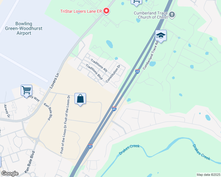 map of restaurants, bars, coffee shops, grocery stores, and more near 611 Bowman Lane in Bowling Green