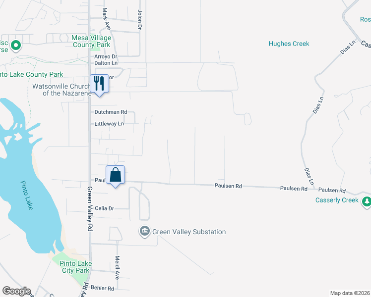 map of restaurants, bars, coffee shops, grocery stores, and more near 141 Paulsen Road in Watsonville