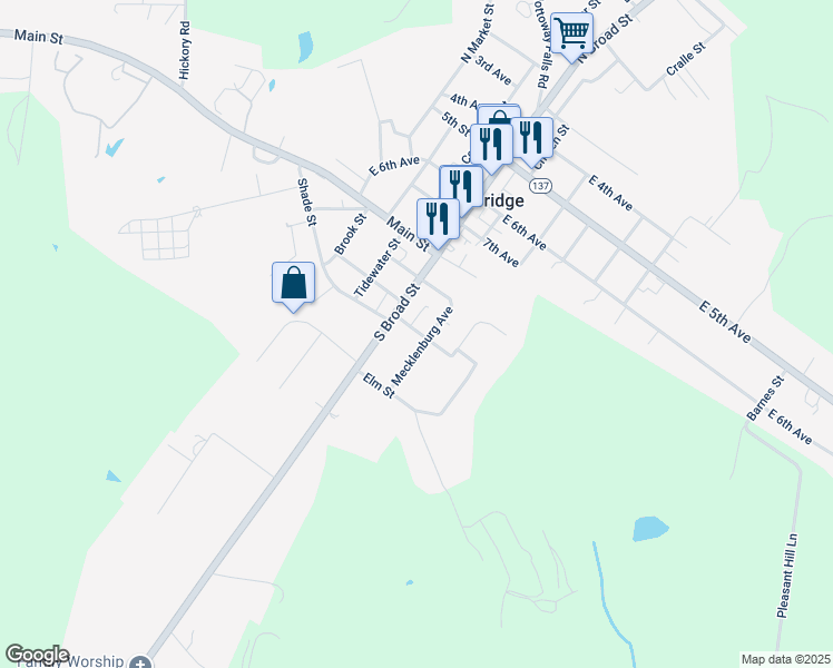 map of restaurants, bars, coffee shops, grocery stores, and more near 200 Mecklenburg Avenue in Kenbridge