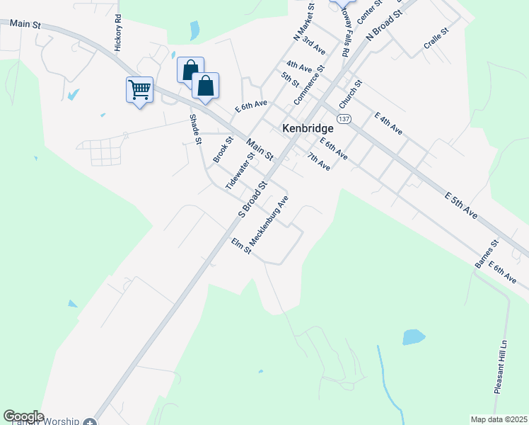 map of restaurants, bars, coffee shops, grocery stores, and more near 200 Mecklenburg Avenue in Kenbridge