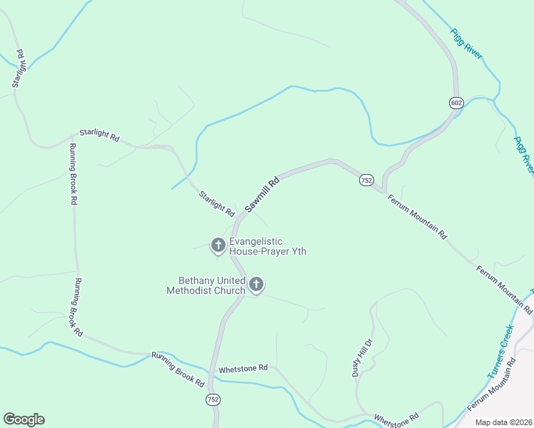map of restaurants, bars, coffee shops, grocery stores, and more near 3160 Sawmill Road in Ferrum