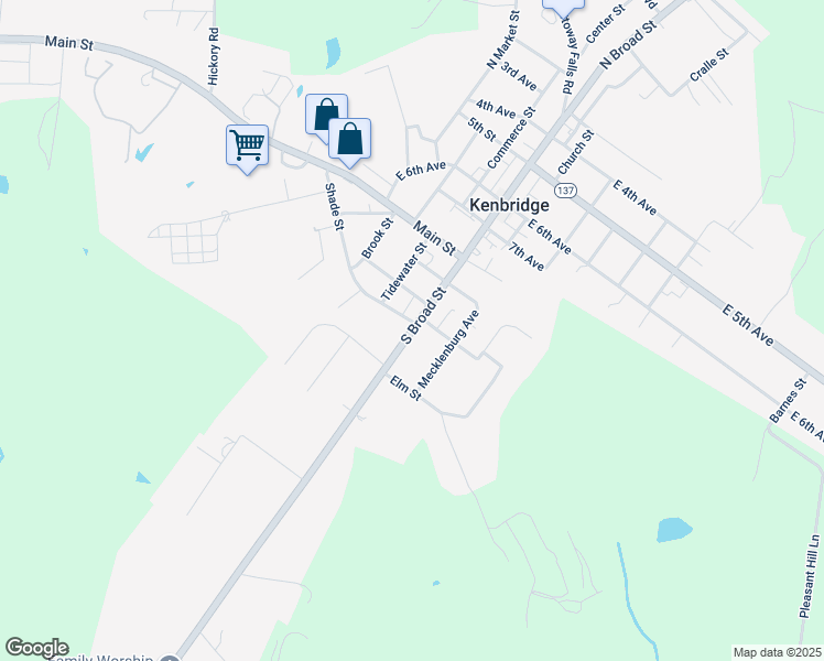 map of restaurants, bars, coffee shops, grocery stores, and more near 623 South Broad Street in Kenbridge