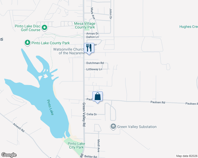 map of restaurants, bars, coffee shops, grocery stores, and more near 66 Doering Lane in Watsonville