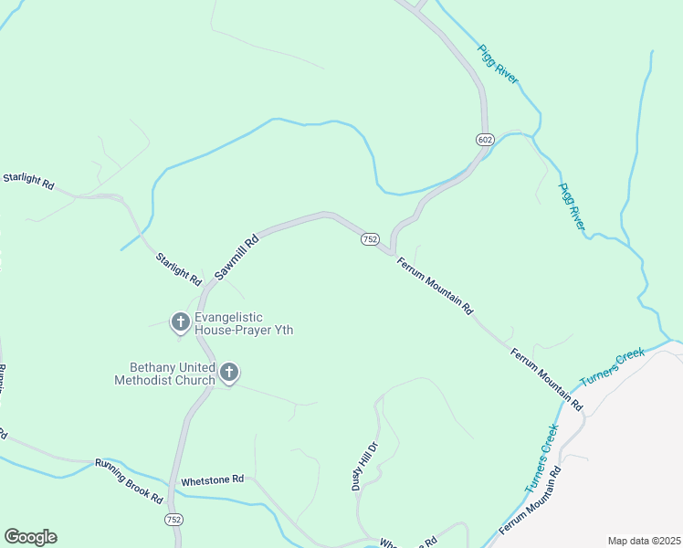 map of restaurants, bars, coffee shops, grocery stores, and more near 3534 Sawmill Road in Ferrum