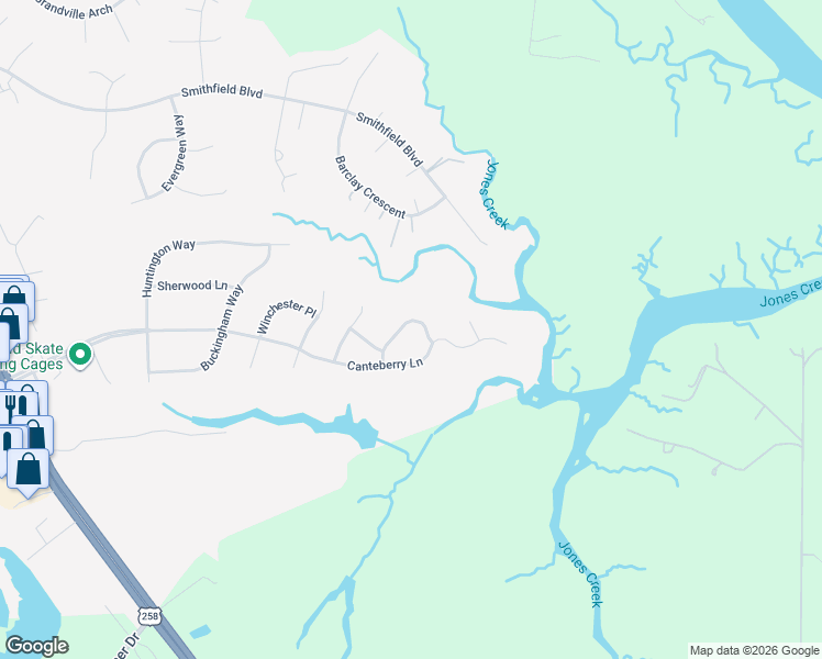 map of restaurants, bars, coffee shops, grocery stores, and more near 208 Keswick PI ace in Smithfield