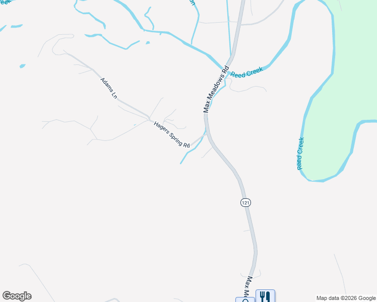 map of restaurants, bars, coffee shops, grocery stores, and more near Hagers Spring Road in Fort Chiswell