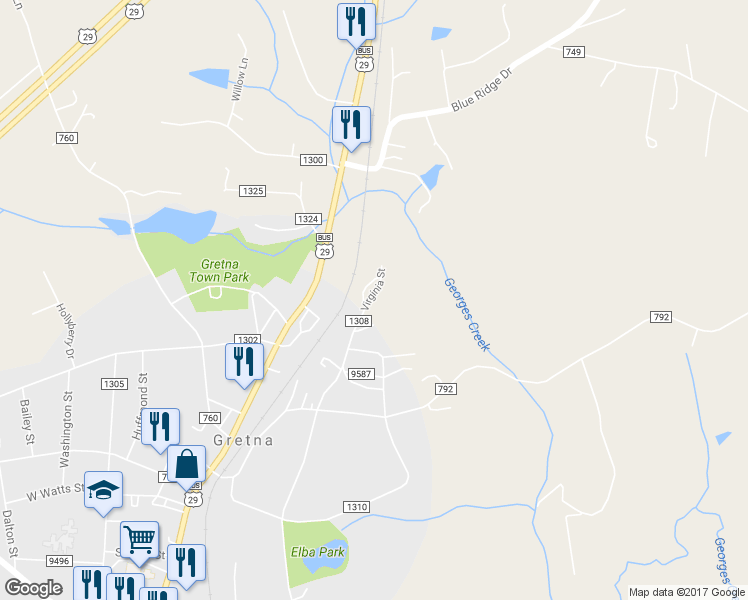 map of restaurants, bars, coffee shops, grocery stores, and more near 645 Virginia Street in Gretna