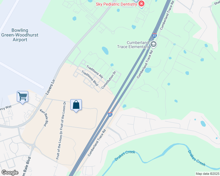 map of restaurants, bars, coffee shops, grocery stores, and more near 4 Constitution Drive in Bowling Green