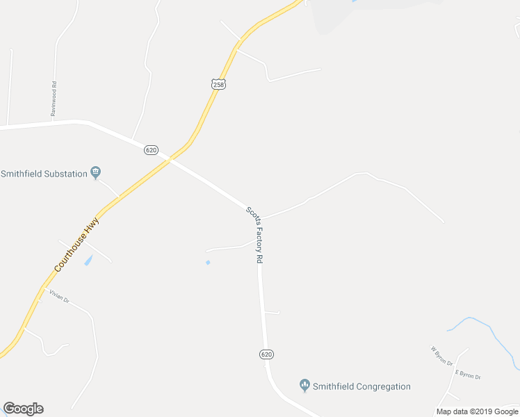 map of restaurants, bars, coffee shops, grocery stores, and more near 15301 Scotts Factory Road in Smithfield