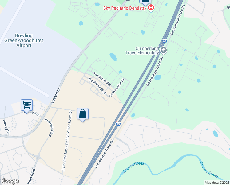 map of restaurants, bars, coffee shops, grocery stores, and more near 4 Constitution Drive in Bowling Green
