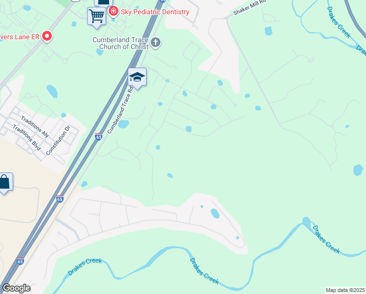 map of restaurants, bars, coffee shops, grocery stores, and more near 2520 Cumberland Trace Road in Bowling Green