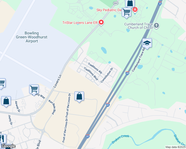 map of restaurants, bars, coffee shops, grocery stores, and more near 399 Traditions Boulevard in Bowling Green