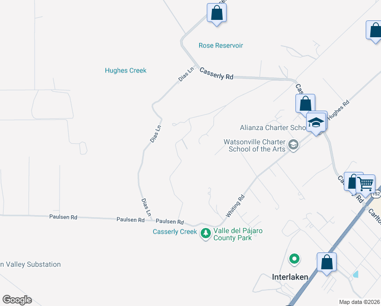 map of restaurants, bars, coffee shops, grocery stores, and more near 195 Bjur Drive in Watsonville