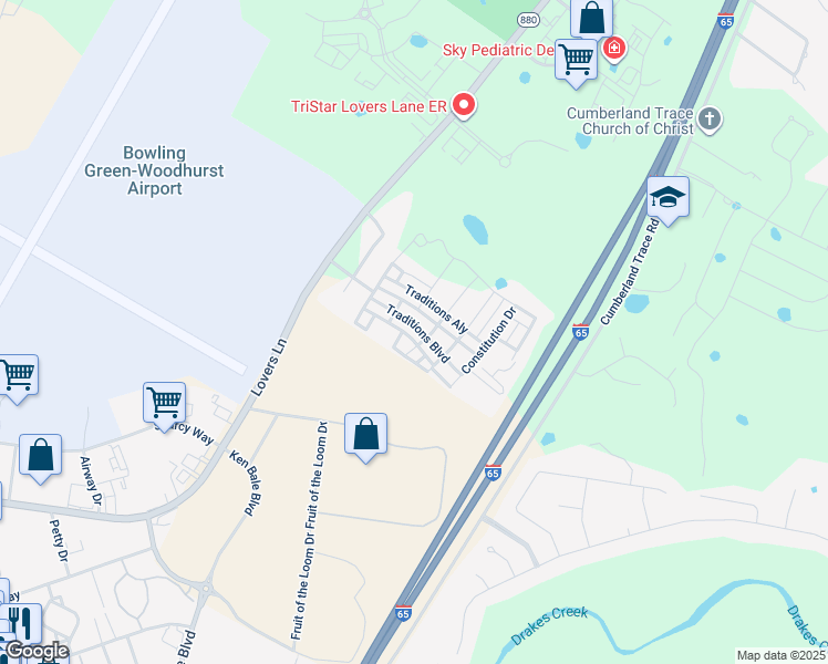 map of restaurants, bars, coffee shops, grocery stores, and more near 327-399 Traditions Blvd in Bowling Green