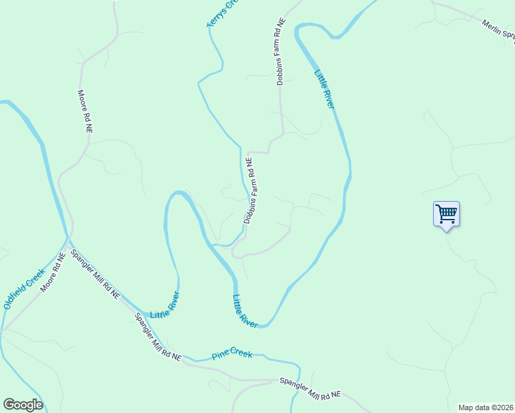 map of restaurants, bars, coffee shops, grocery stores, and more near 1003 Dobbins Farm Road Northeast in Floyd