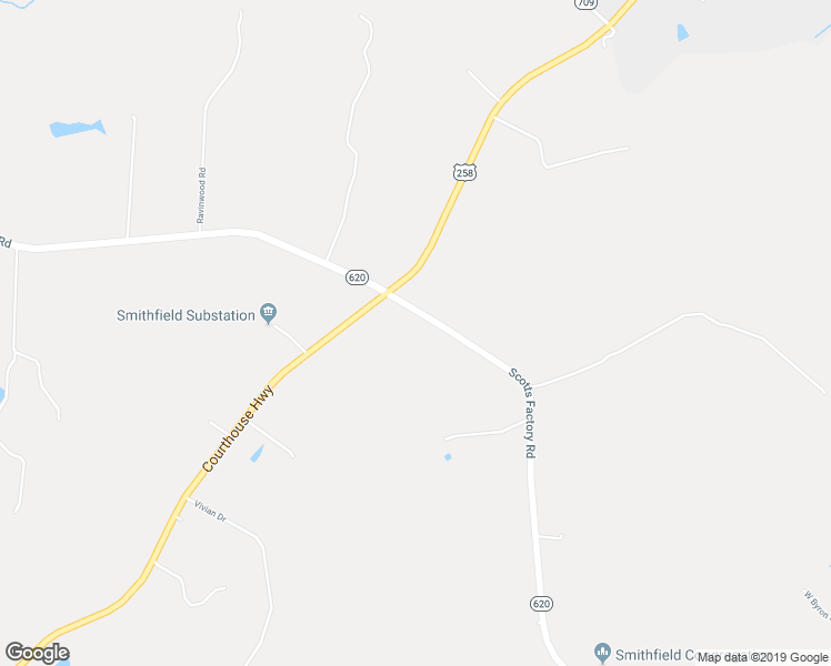 map of restaurants, bars, coffee shops, grocery stores, and more near 15166 Scotts Factory Road in Smithfield