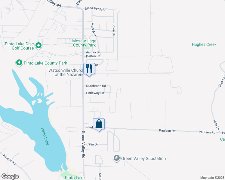 map of restaurants, bars, coffee shops, grocery stores, and more near 385 Dutchman Road in Watsonville