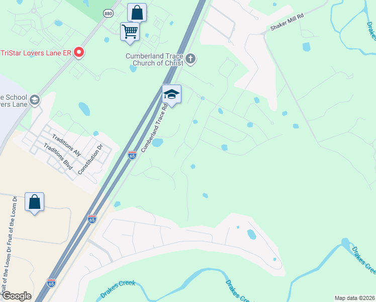 map of restaurants, bars, coffee shops, grocery stores, and more near 2520 Cumberland Trace Road in Bowling Green