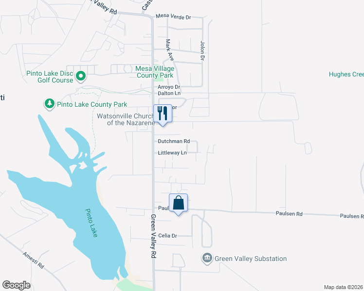 map of restaurants, bars, coffee shops, grocery stores, and more near 37 Littleway Lane in Watsonville