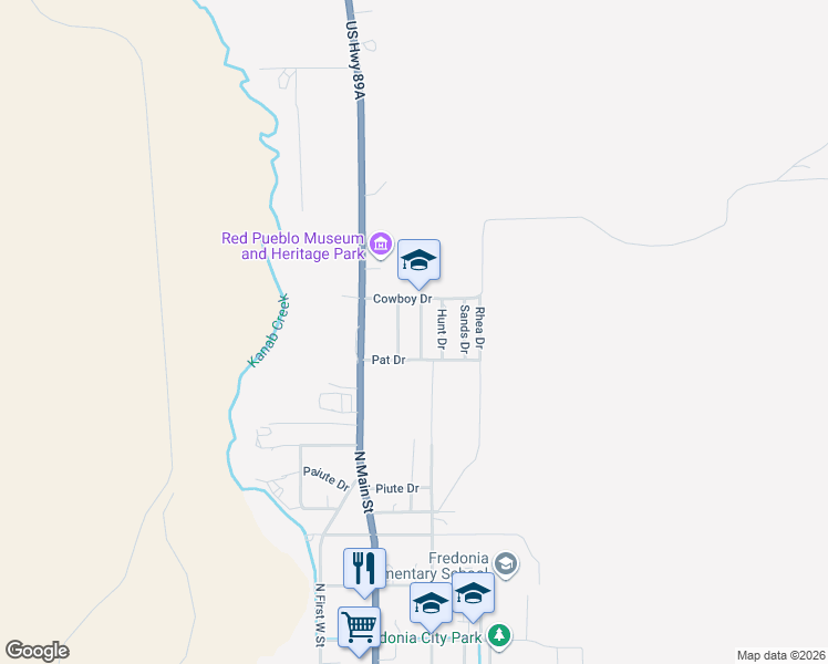 map of restaurants, bars, coffee shops, grocery stores, and more near 714 Nedra Drive in Fredonia