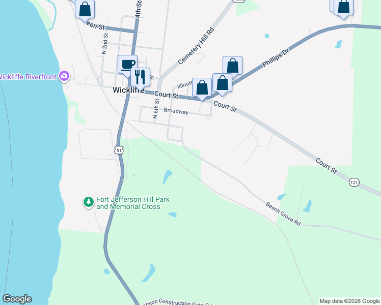 map of restaurants, bars, coffee shops, grocery stores, and more near 901 Beech Grove Road in Wickliffe