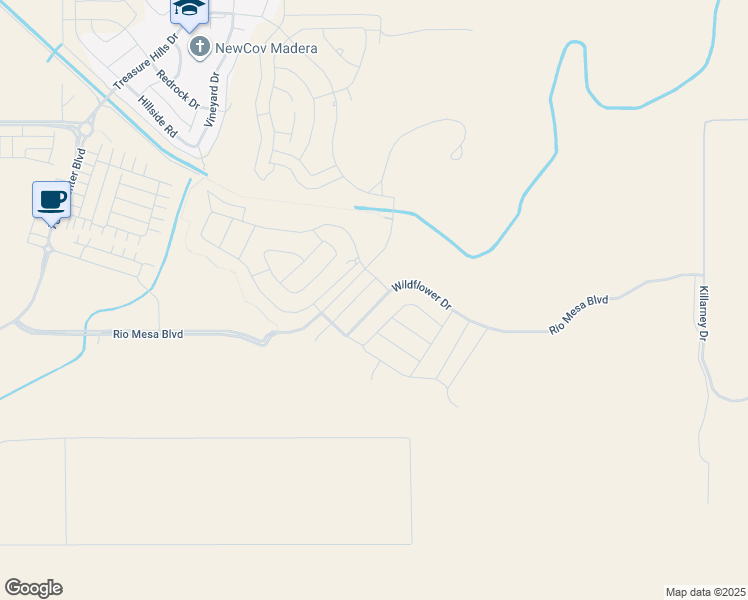 map of restaurants, bars, coffee shops, grocery stores, and more near 25980 Road 204 in Madera