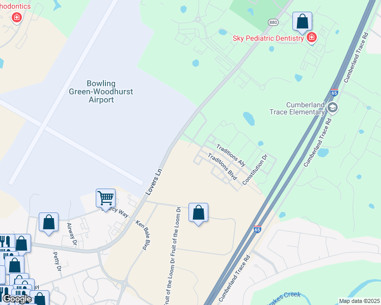 map of restaurants, bars, coffee shops, grocery stores, and more near 750 Lovers Lane in Bowling Green