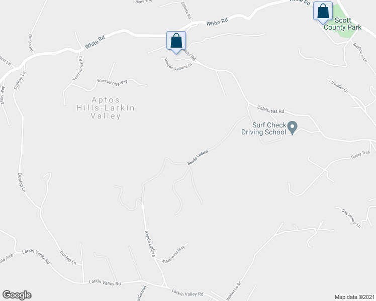 map of restaurants, bars, coffee shops, grocery stores, and more near in Aptos Hills-Larkin Valley