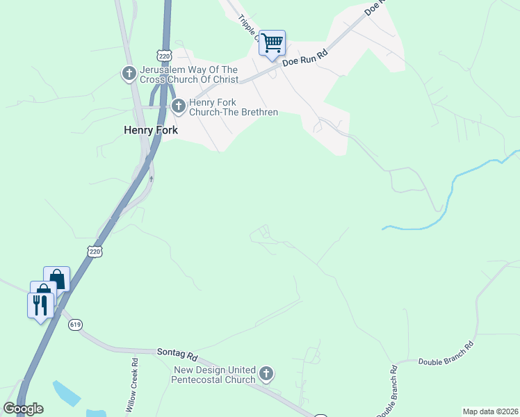 map of restaurants, bars, coffee shops, grocery stores, and more near in Henry Fork