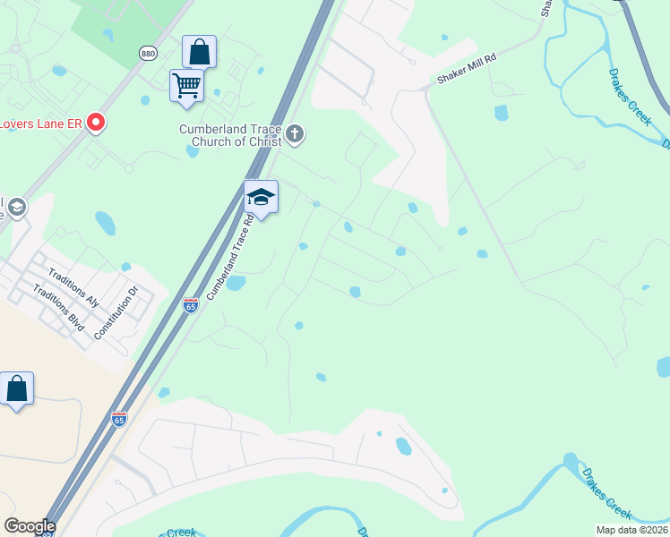 map of restaurants, bars, coffee shops, grocery stores, and more near 2520 Cumberland Trace Road in Bowling Green