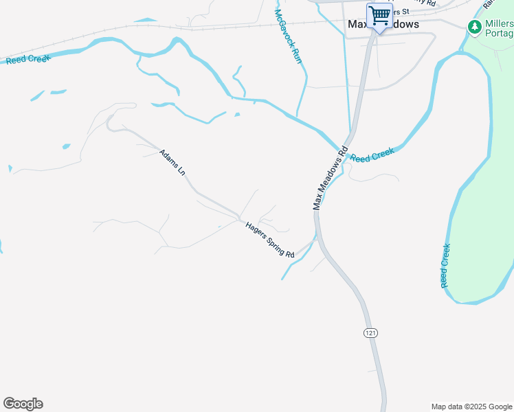 map of restaurants, bars, coffee shops, grocery stores, and more near 136 Firelight Lane in Max Meadows