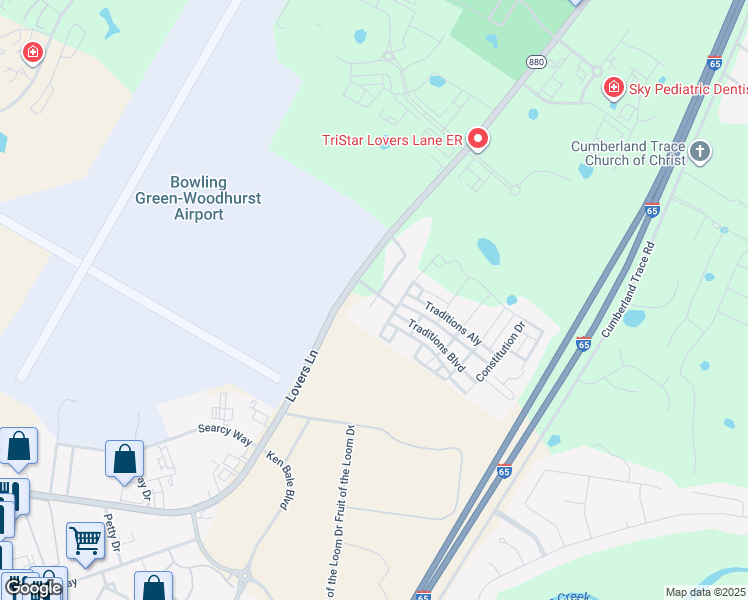 map of restaurants, bars, coffee shops, grocery stores, and more near Traditions Boulevard in Bowling Green