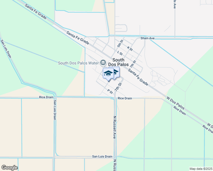 map of restaurants, bars, coffee shops, grocery stores, and more near 22368 6th Street in South Dos Palos