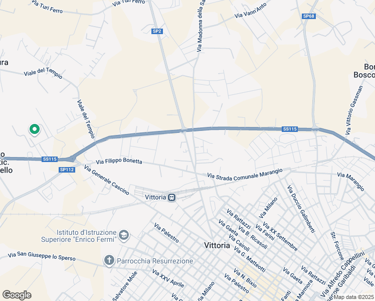 map of restaurants, bars, coffee shops, grocery stores, and more near 46 Via Strada per Acate in Vittoria