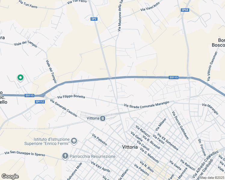 map of restaurants, bars, coffee shops, grocery stores, and more near 46 Via Strada per Acate in Vittoria