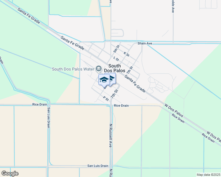 map of restaurants, bars, coffee shops, grocery stores, and more near 22368 6th Street in South Dos Palos