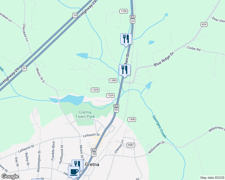 map of restaurants, bars, coffee shops, grocery stores, and more near 260 Northwest Drive in Gretna