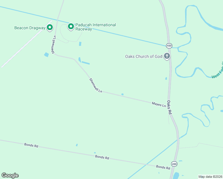 map of restaurants, bars, coffee shops, grocery stores, and more near 5115 Oaks Road in Paducah