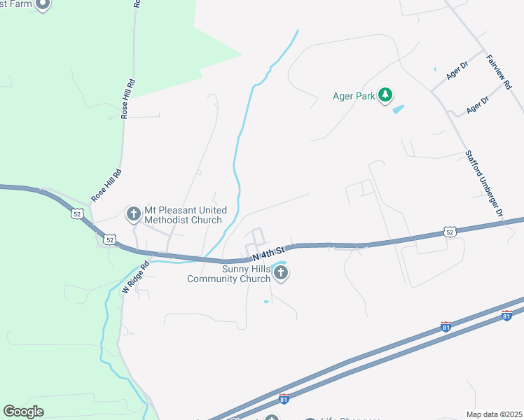 map of restaurants, bars, coffee shops, grocery stores, and more near Fairfield Lane in Wytheville