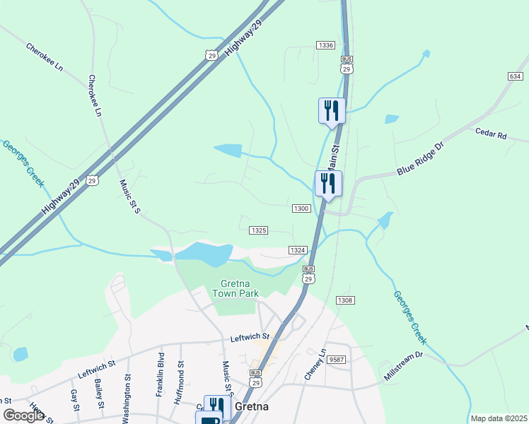 map of restaurants, bars, coffee shops, grocery stores, and more near 113 Knollwood Drive in Gretna