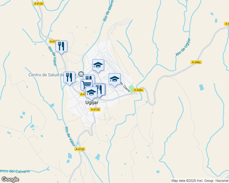 map of restaurants, bars, coffee shops, grocery stores, and more near 14 Calle Moreras in Ugíjar