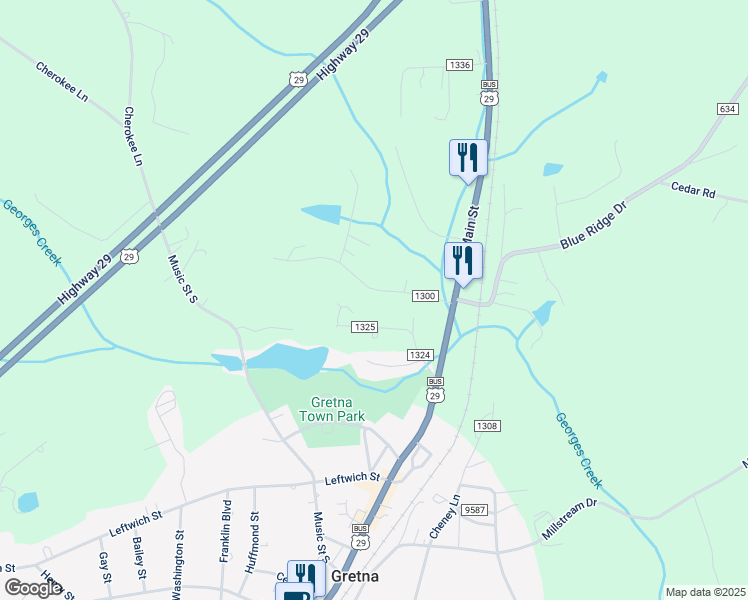 map of restaurants, bars, coffee shops, grocery stores, and more near 113 Knollwood Drive in Gretna